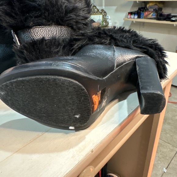 MK boots black pebbled leather winter boots fur lined - Picture 10 of 16